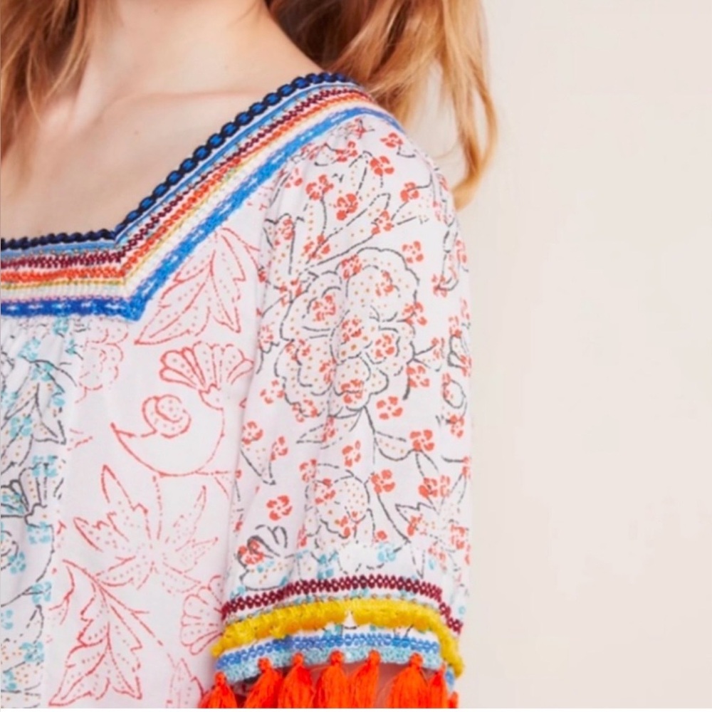 Anthropologie Maeve Paolina Tasseled Blouse S - Picture 6 of 7